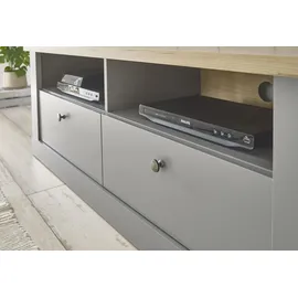 Home Affaire Wohnwand HOME AFFAIRE "Chambord", grau (lichtgrau, applikation eiche dekor), B:323cm, Kastenmöbel-Sets, Wohnwand