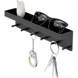 UE Stock Schlüsselbrett Schlüsselbrett Schlüsselhalter Ablage mit 6 Haken Selbstklebend Scwarz, Perfekt überall dort, wo Ordnung gefragt ist! schwarz