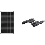 enjoy solar Monokristallines Solar panel deal für Wohnmobil, Gartenhäuse, Boot (Mono 140W)& 1 Paar Solarstecker Y Verteiler 2-fach für Parallelschaltung Solarmodul