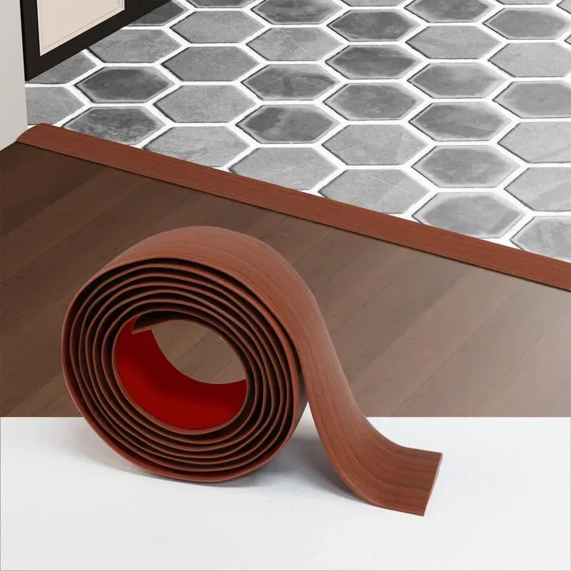 Selbstklebender Vinyl-Bodenübergangsstreifen, 122 x 4 x 0,3 cm, Holzmaserung, Fugenabdeckung für Laminat, Fliesen, Teppich, Einfaches Abziehen und Aufkleben für Küche, Wohnzimmer, Badezimmer