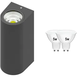 Braytron Außenwandleuchten Wandlampen Antrasit- Model-L 2x Leuchtmittel Kaltweiß