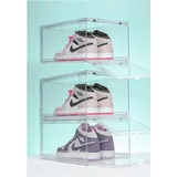 MECC Klare Schuhbox, stapelbarer Acrylschuhschrank, mit Magnettür,14.4x10.6x8inch/36x27x20cm (Clear Front Door 3 Pack)