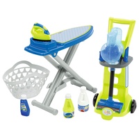 Ecoiffier – 3in1 Putzset – Haushaltsspielzeug-Set, Bügelbrett, Bügeleisen, Putzwagen, Staubsauger, Wäschekorb, für Kinder ab 18 Monaten