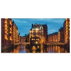 Artland Küchenrückwand »Teil der alten Speicherstadt in Hamburg«, (1 tlg.), Alu Spritzschutz mit Klebeband, einfache Montage Artland blau