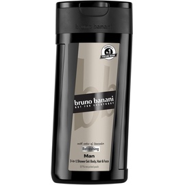 bruno banani Man 3-in-1 Shower Gel für Männer mit klassisch-maskulinem Amber-Fougère-Duft, 250 ml