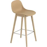 Muuto Fiber Barhocker mit Rückenlehne, wood base, höhe 65 cm, ochre / eiche