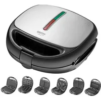 Camry CR 3057 6 in 1 Sandwichmaker Multifunktionales Backgerät 6 Wechselplatten Elektrischer Sandwichtoaster Kontaktgrill Toaster Waffelplatte max. 1200 W