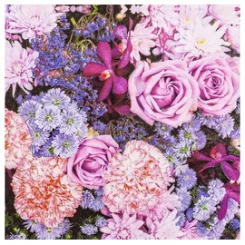 Home fashion Home Fashion, Lilac Flowers, Lunch-Servietten aufgefaltetes Maß 33 cm x 33 cm, im Viertelfalz, 20 Servietten Blumen in rosa und flieder | Rosen | Tischdeko | Decoupage | Serviettentechnik 33x33cm