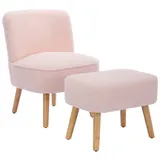 HAUSS SPOLE Stuhl Relaxsessel Loungesessel Einzelsofa mit hocker, Teddystoff, Rosa (Freizeitstuhl mit Hocker, Teddysamtstoff, Ergonomisches Design, Massivholzbeine, Komfort für Schlafzimmer und Wohnzimmer, Für Erwachsene, Modernes, praktisches Design, 2 St)