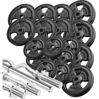 Marbo Sport Hantelstangen gummierte Tri-Grip Hantelscheiben Set 113 kg