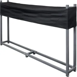 V2Aox Kaminholzregal Metall 200 x 115 cm mit Abdeckung Grau