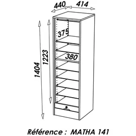 SIMMOB MATHA Aktenschrank 42 x 44 x 141 cm Weiß
