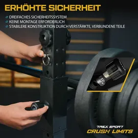 trex sport TX-100S | Hantelablage höhenverstellbar mit Dip-Griffen bis 250 kg schwarz