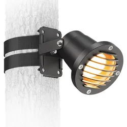 ledscom.de LED Gartenstrahler DUK Gitter mit Gurtbefestigung für außen, Stecker, schwarz, inkl. GU10 Lampe, 630lm, warmweiß