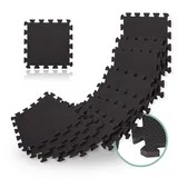 Relaxdays 120 x Bodenschutzmatte 30x30cm, 10,75m2, erweiterbar, stoßdämpfende Schutz Unterlagen Fitnessgeräte, Schwarz
