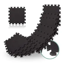 Relaxdays 120 x Bodenschutzmatte 30x30cm, 10,75m2, erweiterbar, stoßdämpfende Schutz Unterlagen Fitnessgeräte, Schwarz