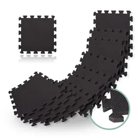 Relaxdays 120 x Bodenschutzmatte 30x30cm, 10,75m2, erweiterbar, stoßdämpfende Schutz Unterlagen Fitnessgeräte, Schwarz