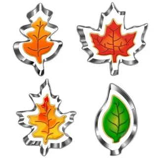 UKoosien Herbst Blätter Ausstechformen Set-4 Stück-Ahornblatt, Eiche Blatt, Blatt Formen-Spülmaschine Safe-Fall Urlaub Ausstechformen zum Backen