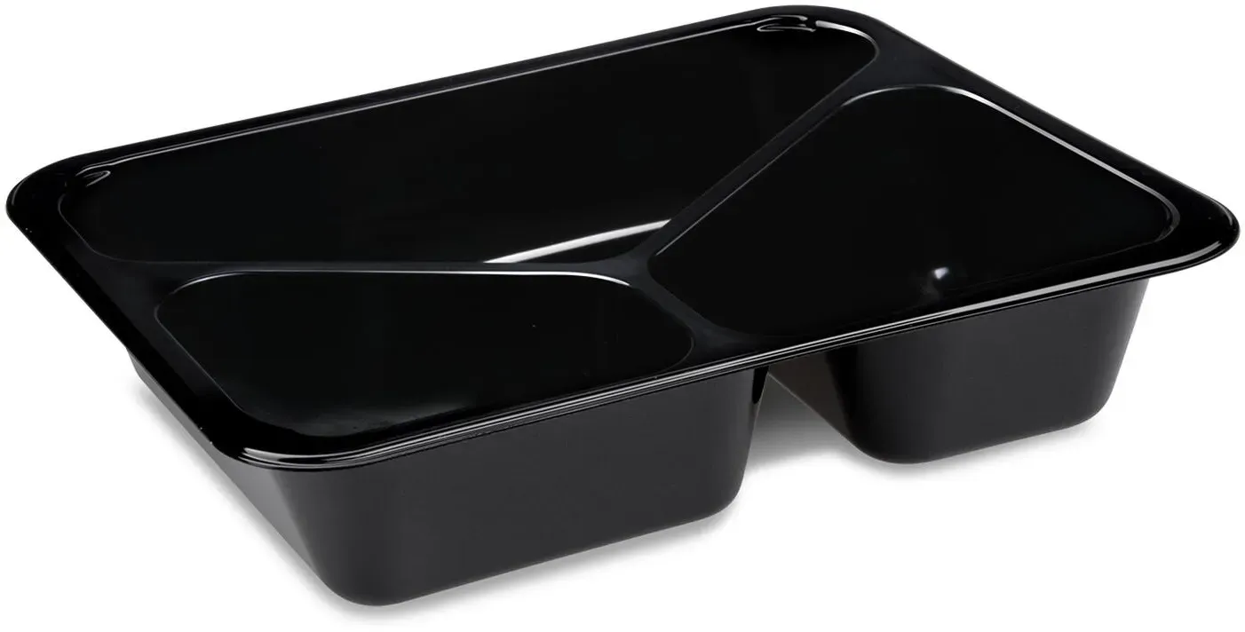 Menüschalen extra stark 3- geteilt 227x 178x 49mm schwarz 1095 ml, 50 Stk