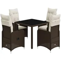 vidaXL 5-tlg Garten-Bistro-Set mit Kissen Braun Poly Rattan Modell 7