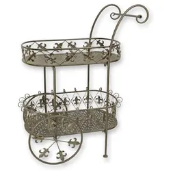 Casa Padrino Jugendstil Teewagen Braun 81 x 51 x H. 102 cm - Eleganter Metall Garten Trolley - Barock & Jugendstil Garten Accessoires - Gartenmöbel im Jugendstil