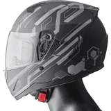 Gms GMS, Motorradhelm, Hexago Graphic, Integralhelm - Matt Schwarz/Grau - XL