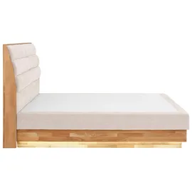 otto home Boxspringbett OTTO HOME "JENNA in verschiedenen Farben und Breiten erhältlich", beige (sabbia), B:164cm L:216cm, Komplettbetten, Boxspringbett, LED-Beleuchtung, mit zertifizierten, recycelten Bezugsstoffen
