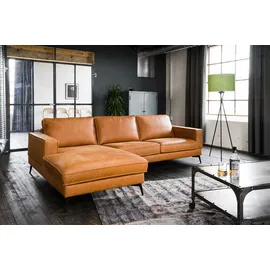 KAWOLA Sofa BLOOM Recamiere links Leder cognac - Braun