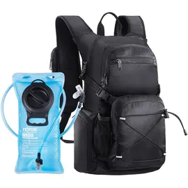Vevor Trinkrucksack 25 L isolierter Rucksäcke mit 2 L TPU-Wasserblase Laufrucksack Wanderrucksäcke für Wandern Radfahren Laufen Ausflug Klettern Schwarz, Hydro-Wasser-Tagesrucksack Schwarz