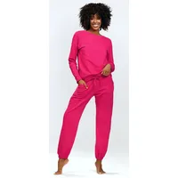 DKaren Freizeitanzug Damen Hausanzug Jogginganzug Baumwolle (2-tlg., Sweatshirt & Hose) rosa S-36