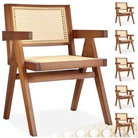 Tectake Armlehnstuhl Rattan lackiert Boho-Stil