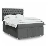 vidaXL Boxspringbett mit Matratze Dunkelgrau 140x200 cm Stoff