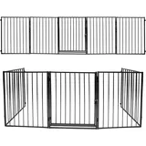Swanew - Kaminschutzgitter Kinderschutzgitter Schutzgitter Ofen Absperrgitter mit Sicherheitstür Vormontiert ca. 304cm x 76cm