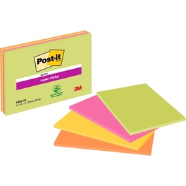 Post-it Super Sticky Meeting Notes Haftnotizen extrastark farbsortiert 4 Blöcke