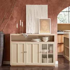 SoBuy Sideboard, Beige, Holzwerkstoff, Holz, 120x85x40 cm,