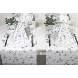 Sovie HOME Tischläufer Bonnie in Blau aus Linclass® Airlaid 40 cm x 4,80 m, 1 Stück - Blumen Frühling zierlich