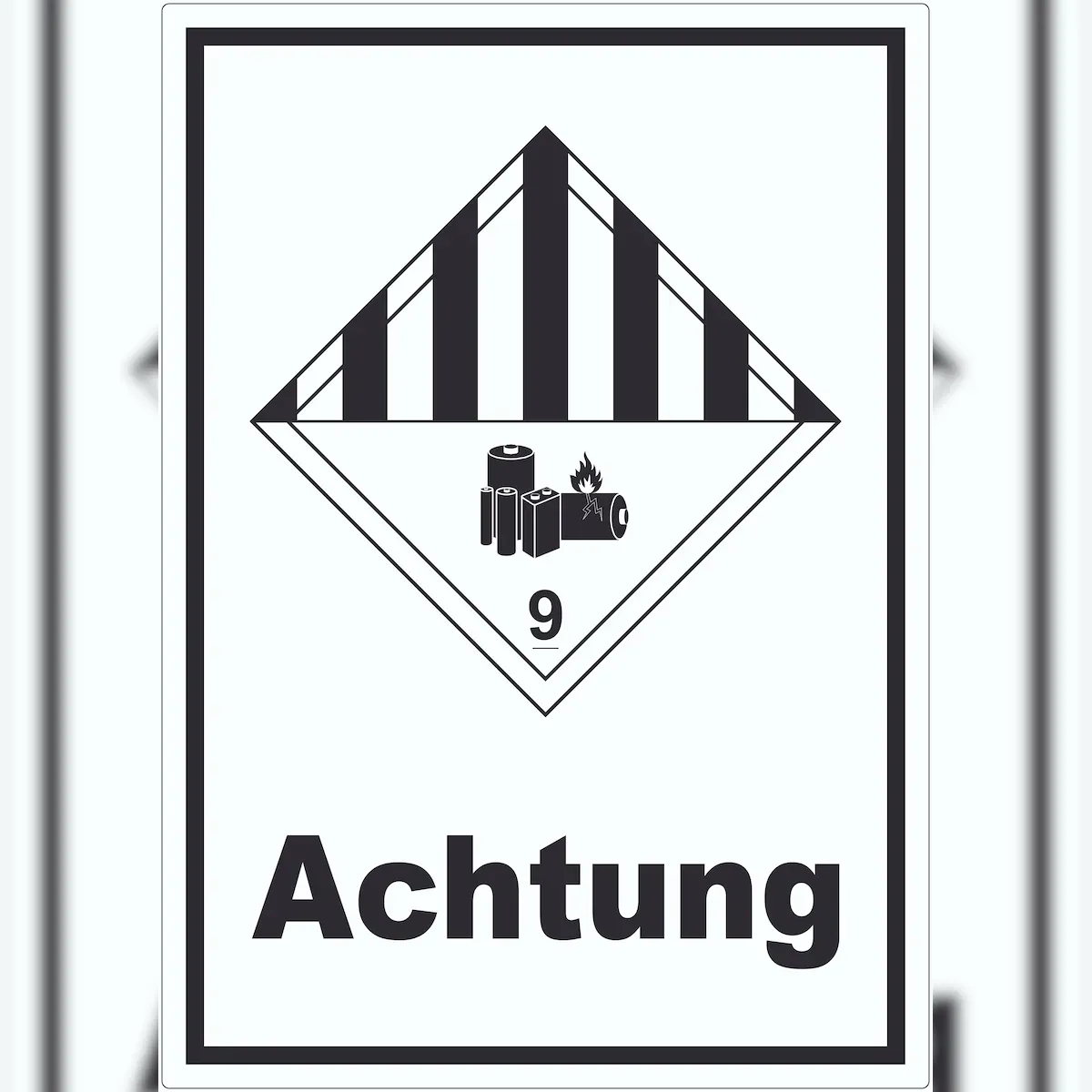 Aufkleber Achtung Lithiumbatterien Achtung Gefahrgutklasse 9a A3 (297x420mm)