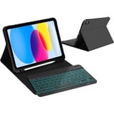 IVEOPPE Tastatur iPad 10. Generation, iPad 10 Hülle mit Tastatur 10,9 Zoll 2022, Magnetisch Abnehmbare 7-Farbige Beleuchtung Bluetooth QWERTZ Hülle Tastatur für iPad 10 Generation, Grau