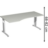 geramöbel Flex höhenverstellbarer Schreibtisch lichtgrau Trapezform, C-Fuß-Gestell silber 180,0 x 80,0/100,0 cm