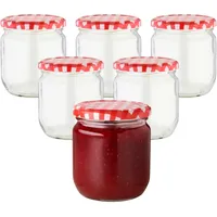 Devitre 6er Set Marmeladengläser 425 ml Einmachgläser mit Etiketten