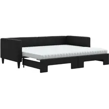 vidaXL Tagesbett Ausziehbar mit Matratzen Schwarz 90x190 cm Stoff
