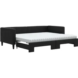 vidaXL Tagesbett Ausziehbar mit Matratzen Schwarz 90x190 cm Stoff