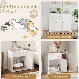 Costway Katzenschrank für Katzentoilette 100 x 45 x 80 cm Weiß
