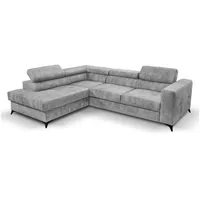 Beautysofa Ecksofa Sorento, mit Schlaffunktion, Bettkasten, verstellbare Kopfstützen, modernes Polsterecke,Cappucino / Silber / Hellgrau, Grau / Orange, L-Form Schlafeckcouch grau