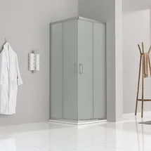 iflair Diana Eckdusche mit Schiebetür rechts 90 x 90 cm silber/satiniert DK77