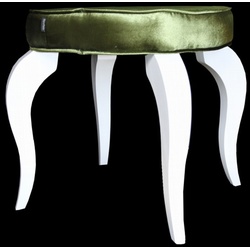 Casa Padrino Barock Sitzhocker Grün / Weiß - Designer Rundhocker - Luxus Qualität - Hocker