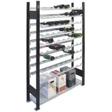 Schulte Lagertechnik Weinregal 1800 x 1000 x 250 mm, schwarz/silber, 9 Ebenen für 72 F...