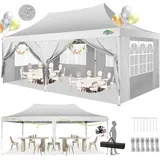 COBIZI Pavillon 3x6 Faltpavillon Wasserdicht Stabil mit 6 Seitenteilen Kegelförmig Partyzelt 3 Höhenverstellbar UV-Schutz Tragetasche Zelthering, Seile für Garten, Hochzeiten, Markt, Freien Event