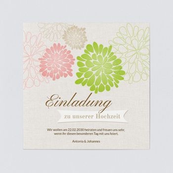Einladungskarten Hochzeit (5 Karten) selbst gestalten, Blühend - Grün