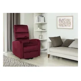 Mendler Fernsehsessel HWC-K62, Sessel Relaxsessel TV-Sessel, Liegefunktion Aufstehhilfe elektrisch, Metall Chenille - bordeaux